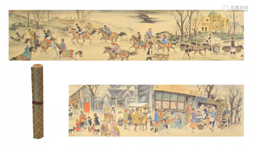 CHINESE PAINTING SCROLL OF DAILY LIFE SCENES IN MONORIT