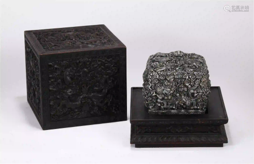 CHINES SILVER DRAGON PATTERN SQUARE SEAL