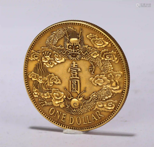 CHINESE DRAGON PATTERN GOLD COIN