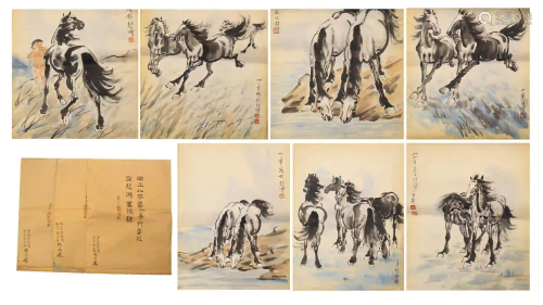 CHINESE INK PAINTING ALBUM OF STEEDS