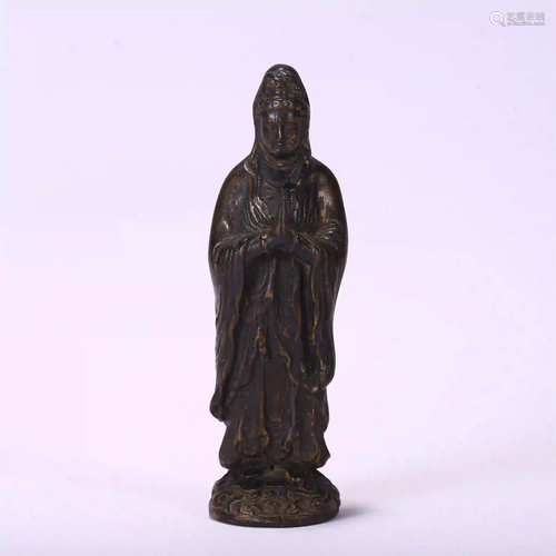 CHINESE AGALWOOD CARVED STANDING BODHISATTVA