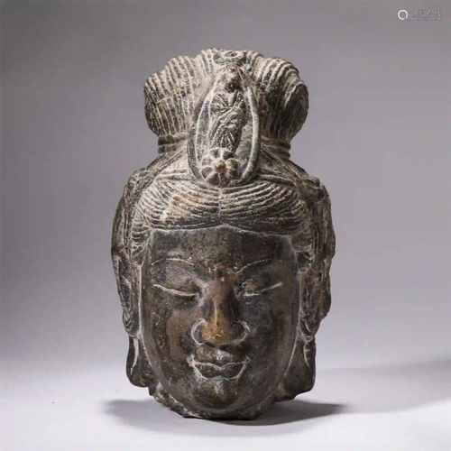 CHINESE STONE CARVED BODHISATTVA HEAD