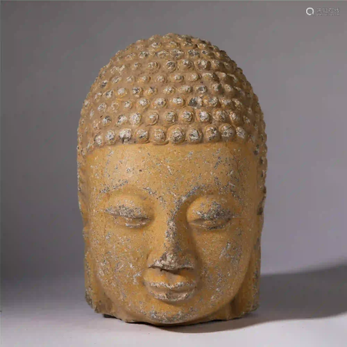 CHINESE STONE CARVED BODHISATTVA HEAD