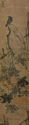 CHINESE PAINTING HANGING SCROLL OF PUMPKINS AND BIRD