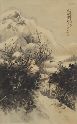 CHINESE INK PAINTING OF MOUNTAIN SCENERY