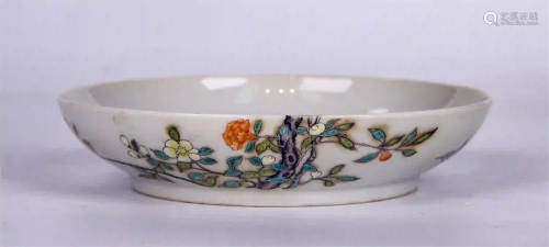 CHINESE FAMILLE ROSE FLOWER AND BIRD PORCELAIN DISH