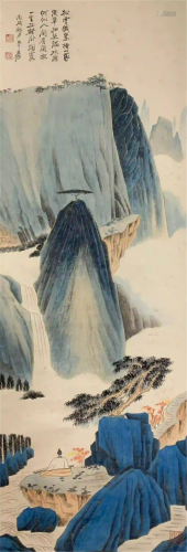 CHINESE SCROLL OF PAINTING VIEWS MOUNTAINS