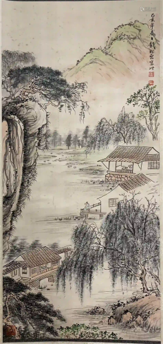 CHINESE PAINTING HANGING SCROLL OF LANDSCAPE