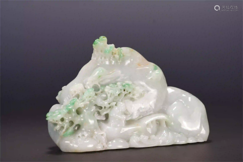 A CHINESE CARVED MOUNTAINS SCHOLARS JADEITE TA…