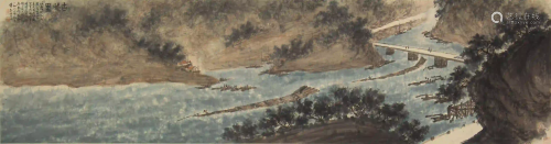 CHINESE PAINTING OF DAILY LIFE SCENES IN RIVERSIDE VILL