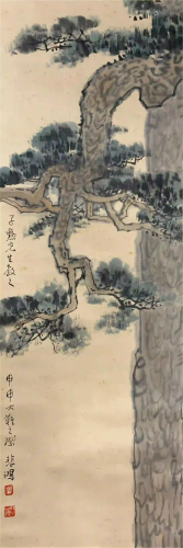 CHINESE SCROLL OF PAINTING PINE TREE