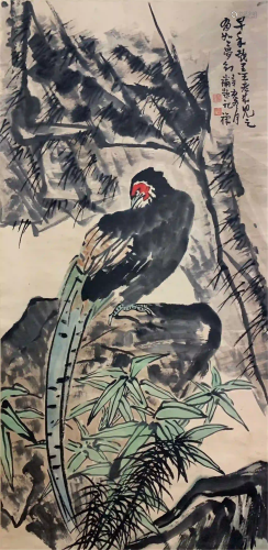 CHINESE PAINTING HANGING SCROLL OF PHEASANT,BAMBOO AND