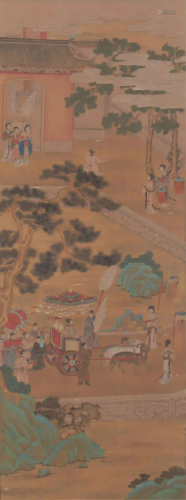 CHINESE PAINTING HANGING SCROLL OF FIGURE STORY