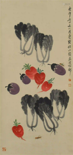 CHINESE COLOR INK PAINTING OF VEGETABLES