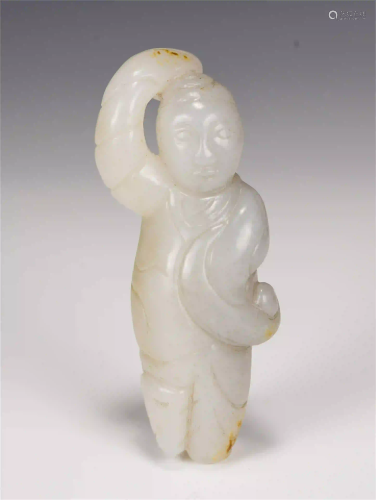 A CHINESE JADE FIGURE STATUE TABLE ITEM