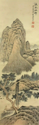 CHINESE SCROLL OF PAINTING MOUNTAINS AND RIVER