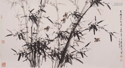 A CHINESE PAINTING OF INK BAMBOO