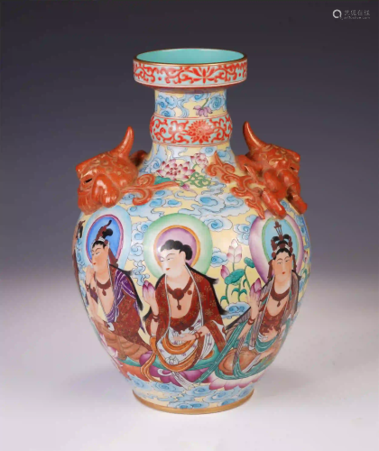 A CHINESE FAMILLE ROSE PORCELAIN IMMORTALS MOTIF DOU…