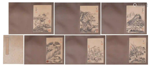 CHINESE ALBUM OF INK PAINTINGS MOUNTAINS LANDSCAPE