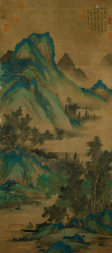 CHINESE SCROLL OF PAINTING COLORFUL MOUNTAINS