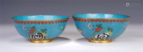A PAIR OF CHINESE CLOISONNE ENAMEL ORCHID STON…