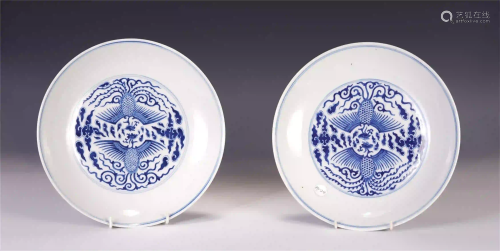 A PAIR OF CHINESE BLUE&WHITE DOUBLE PHOENIX MOT…