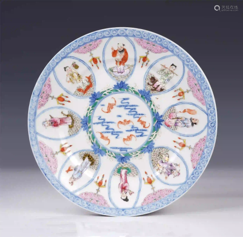 A CHINESE FAMILLE ROSE EIGHT IMMORTALS PATTERN