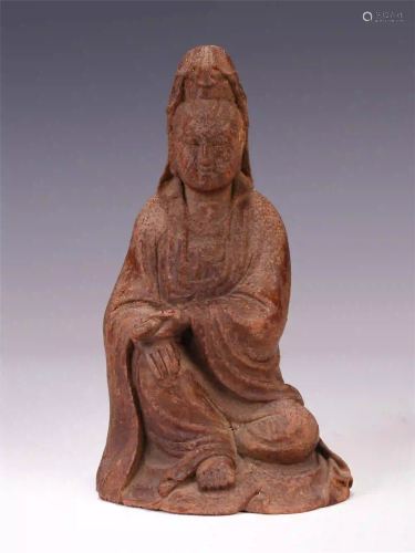 A CHINESE BAMBOO CARVING FREE STYLE GUANYIN SEA…