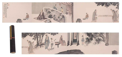 CHINESE HAND SCROLL PAINTING OF FIGURE'S STORY