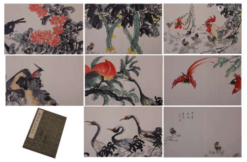 CHINESE COLOR INK PAINTING ALBUM OF FLOWERS AND BIRDS