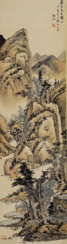 CHINESE LIGHT COLORED INK PAINTING OF LANDSCAPE
