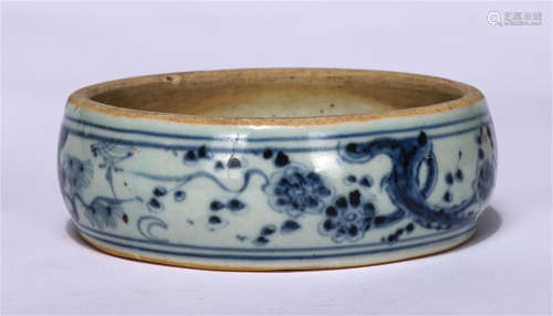 CHINESE BLUE AND WHITE FLOWERS PATTERN PORCELAIN INKSLAB