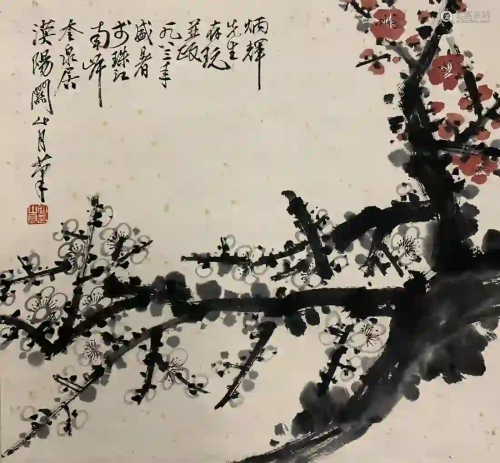 CHINESE SCROLL OF PAINTING INK PLUM BLOSSOM
