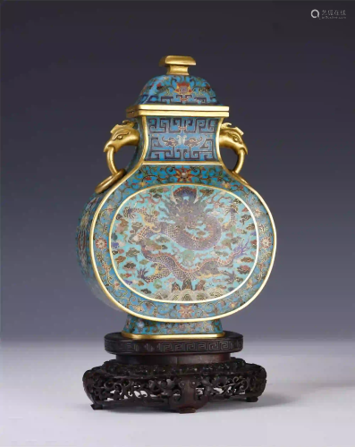 A CHINESE CLOISONNE ENAMEL DRAGON PATTERM LIDDED …