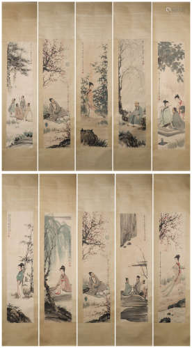 TEN CHINESE PAINTING HANGING SCROLLS OF FIGURES
