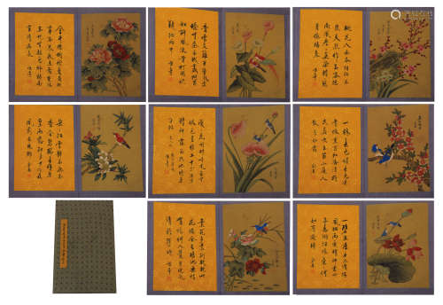 CHINESE ASSORTED ALBUM OF FLOWER-BIRD PAINTINGS & CALLIGRAPHIES