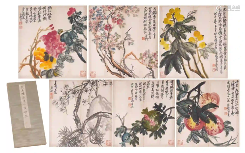 CHINESE ALBUM OF PAINTINGS FLOWERS AND FRUITS