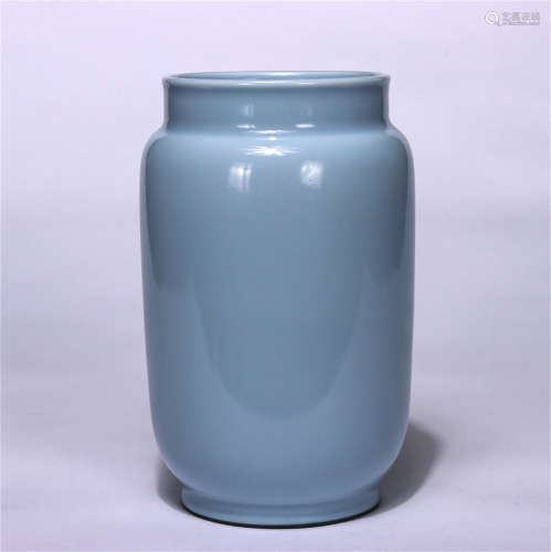 CHINESE SKY BLUE GLAZE PORCELAIN VASE