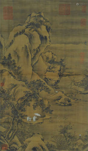 CHINESE INK PAINTING OF LANDSCAPE AND FIGURES