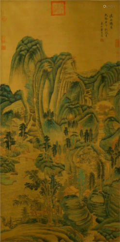 CHINESE SCROLL OF PAINTING XISHAN MOUNTAINS