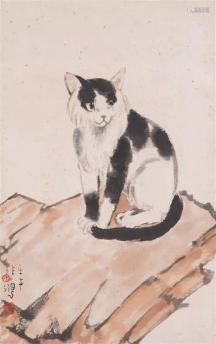 A CHINESE INK PAINTING OF CAT
