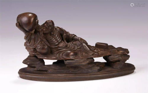 A CHINESE AGARWOOD LUOHAN TABLE ITEM