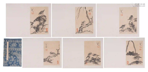 CHINESE ALBUM OF INK PAINTINGS FLOWERS AND BIRDS