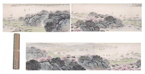 CHINESE HAND SCROLL PAINTING OF MOUNTAINS SCENERY