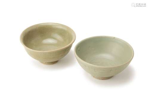 TWO CELADON BOWLS