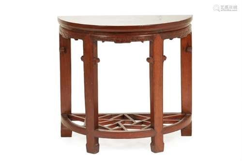 A CHINESE ELM DEMI LUNE CONSOLE TABLE