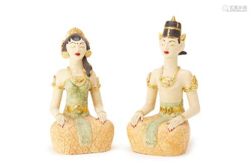 A PAINTED TERRACOTTA LORO BLONYO COUPLE