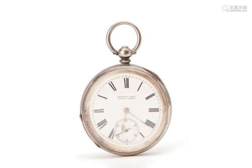 A SILVER OPEN FACE POCKET WATCH