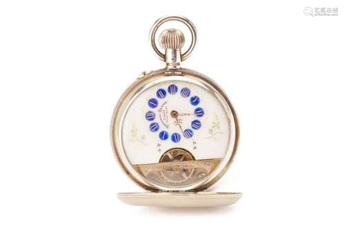 A SWISS SILVER FULL HUNTER POCKET WATCH