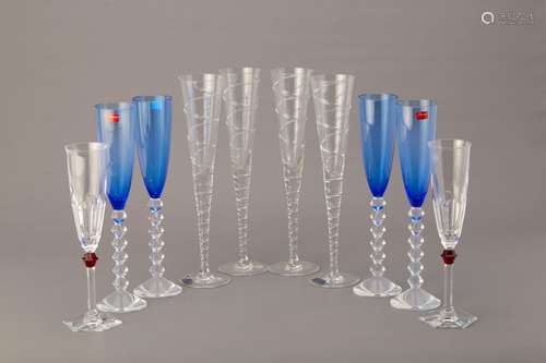 A GROUP OF TEN BACCARAT & GODINGER CHAMPAGNE FLUTES